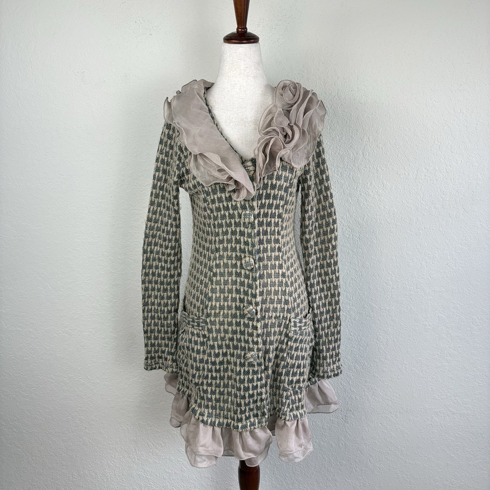 Ryu S Cardigan Ruffle Whimsy Peasant Boho Grunge Eclectic Long Y2k Anthropologie
